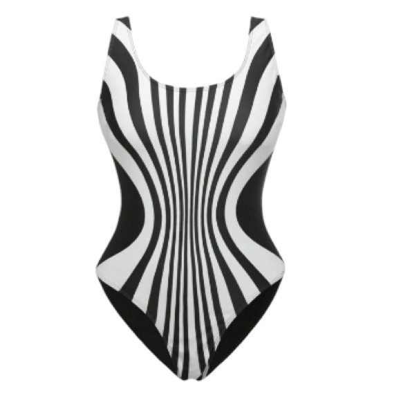 🆕Black & White Optical Illusion Swimsuit! Show Off your Plus Size Curves!!! NEW - Picture 2 of 5